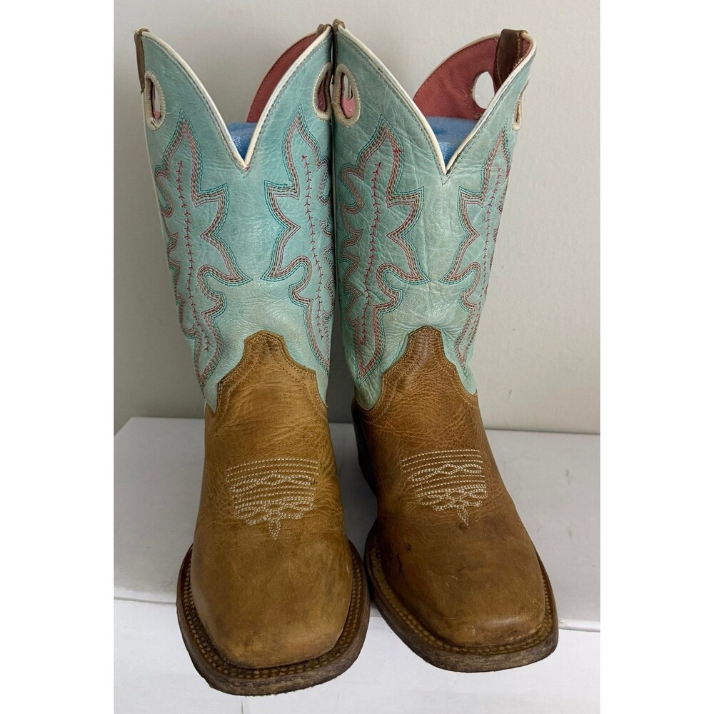 Roper Youth Girl's Turquoise & brown 'Twisty' Cowboy Boots Size 2